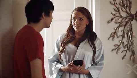 Blonde slut takes on the bed