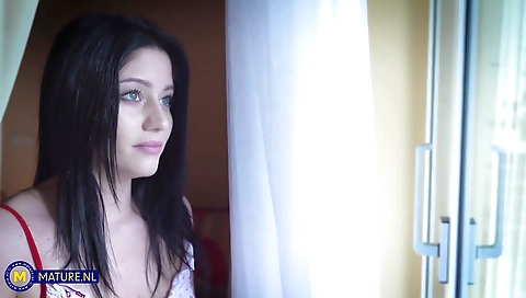 Horny couple fucking each other in their kitchen