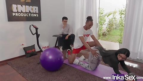 Sexy brunette hair with attacksed body