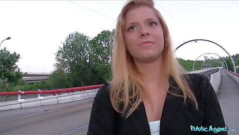 Sexy blonde fucked on a dildo