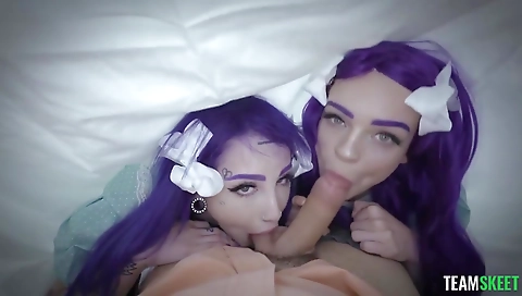 Maria and sexy girl enjoying the pool