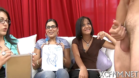 Beautiful brunette swallows cum