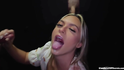 Mature woman takes a huge cock in her mouth